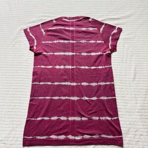 Lululemon Athletica Pink and White Striped Short Sleeve Tee